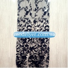 Ткань Сетка с вышивкой (черный)